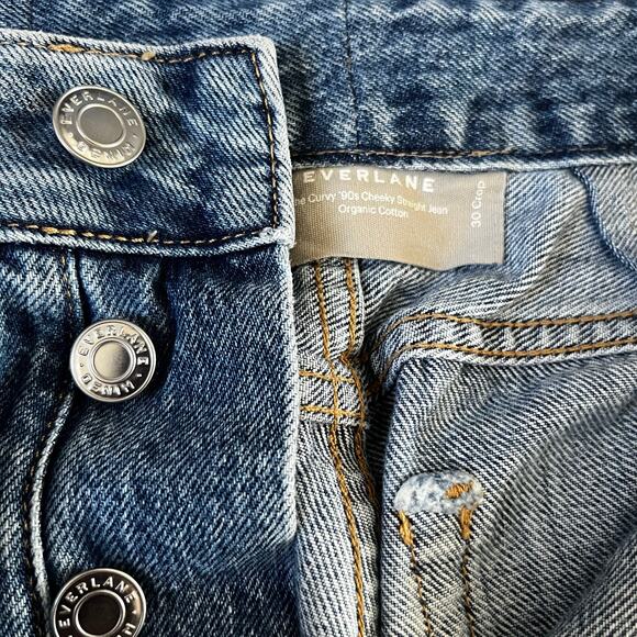 Everlane The Curvy 90’s Cheeky Straight Jean Size 30 Crop High Waist Button Fly - Picture 6 of 8